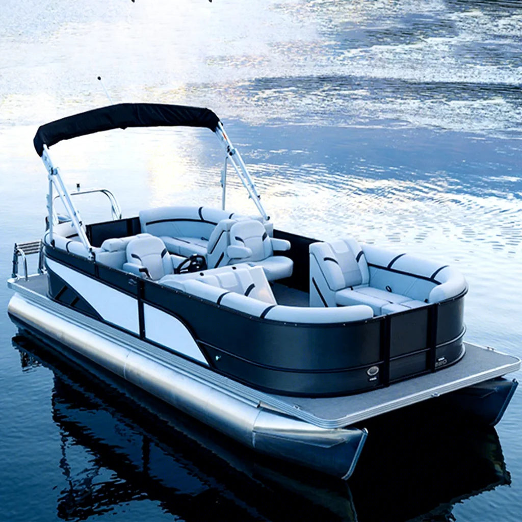 Allhouse Sporty 23ft 7m LED Pontoon Tritoon Boat Water-Proof New Fence Design 8-Person Recreational Fishing Boat