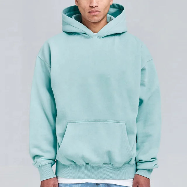 OEM Luxury Oversized Solid Hoodie Men 100% Cotton Pullover Sweatshirt Custom Logo French Terry Knitted Fabric 400/460gsm