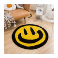 Black Yellow smiley Face Mat Flocking Jacquard Cartoon Thick Bedroom Mat