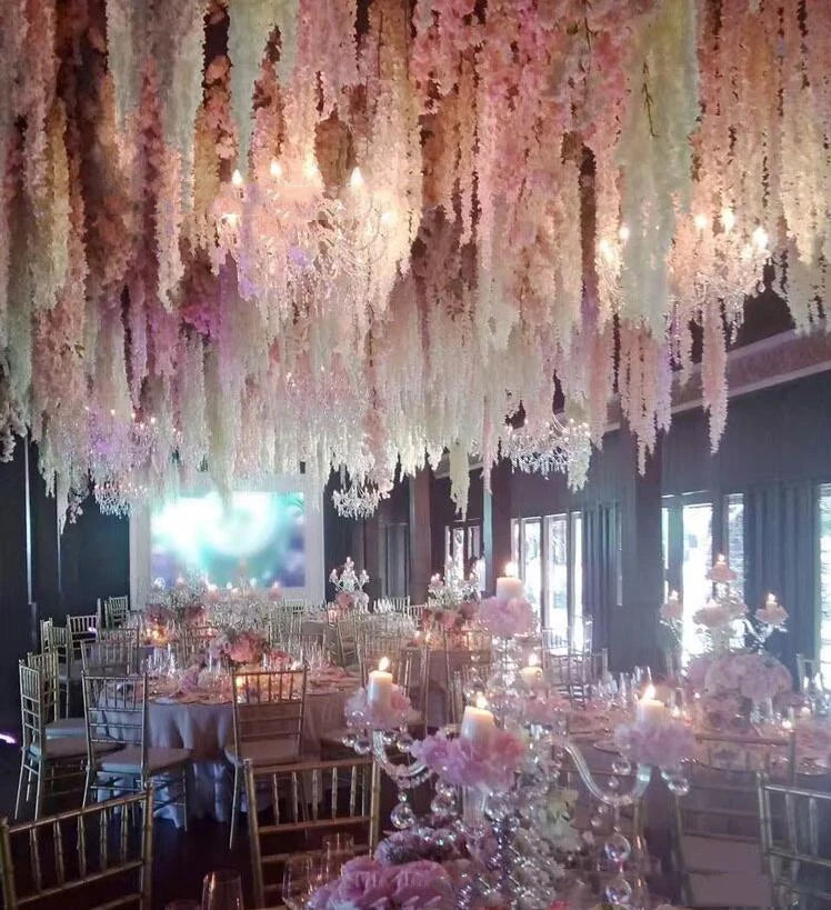 25 Colors Artificial Silk Flowers Wisteria Flower Vine Home Garden Wall Hanging Rattan DIY Party Wedding Decoration