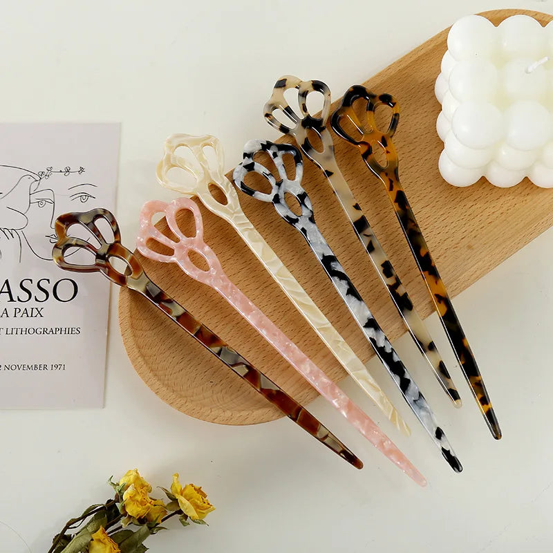 2023 Japanese Girls Simple New Design Hot Selling Custom Hair Stick Accessories Women  Acetic Acid Black Hair Pin Forks Accesorios Mujer