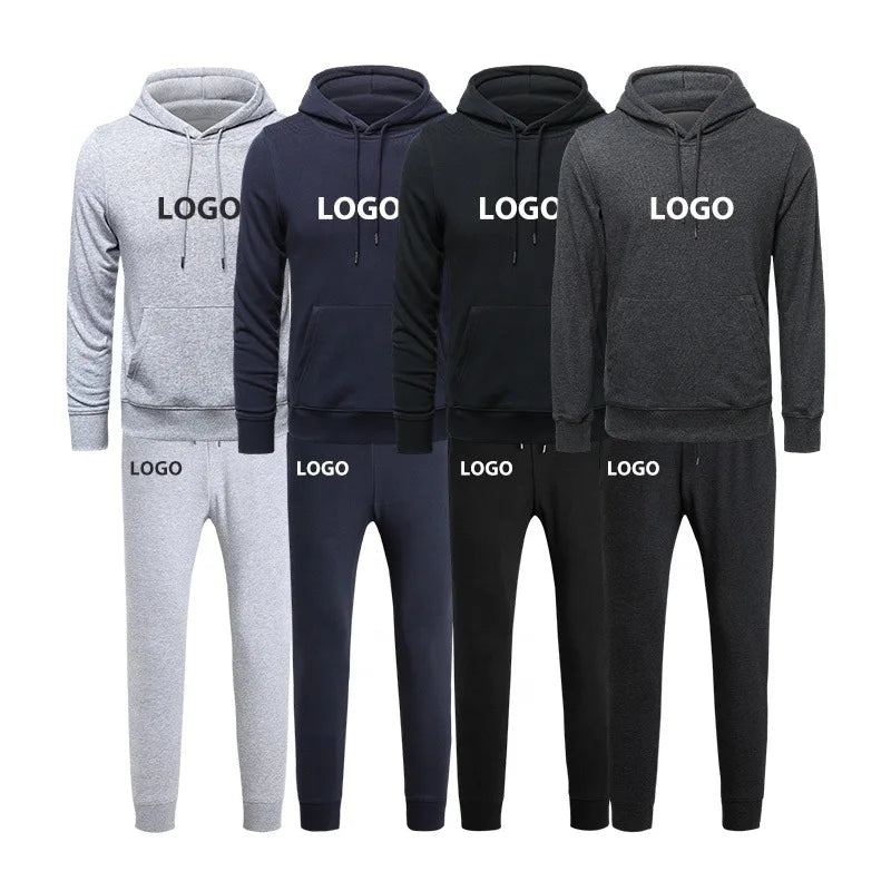 Custom Printed Sport Training Wear French Terry Men Gym Fitness Joggers Tracksuit Plus Size 2 Piece Hoodie Set Training Suit