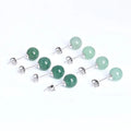 Small 925 Sterling Silver Pin With Gem Green Aventurine Dong Ling Natural Stone Ball Stud Sets Earring 6mm Women Earrings