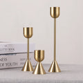 3pcs Set Modern Brushed Gold Taper Candle Stand Iron & Aluminium Letterpress Printed Dual-Useable Home Decoration Christmas