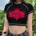 Printed Vintage Graphic Top Short Sleeve Y2K O-Neck Slim Basic Hip Hop Gothic Crop Tops Women Summer Tee Short Shirts