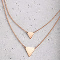Wholesale Double Layer Stainless Steel Triangle Necklace with 1cm 2cm Pendant Gold Plated Customizable Logo Name Carving