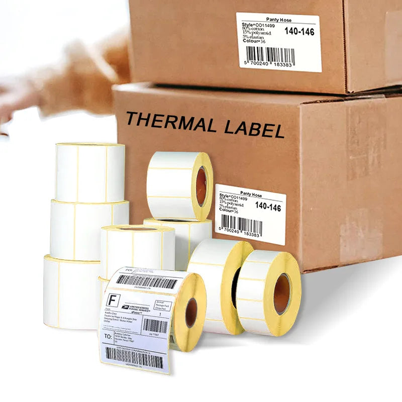 Yellow Glassine Thermal Stickers Factory Custom ECO Thermal Paper Barcode Printing Sticker Label Roll