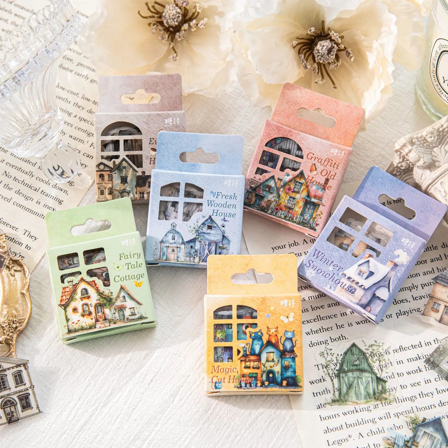 46 sheets of stickers per box Small House Series Collage Base Handbook Decorative Stickers