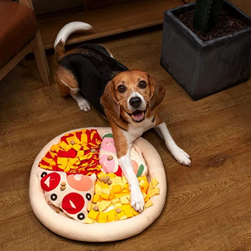 Dog Pizza Squeaky Slow Feeding Mat Snuffle Mat Nose Work Blanket Pet Activity for Small Medium Dogs