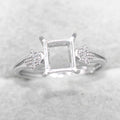 Sterling Silver 6*7mm Semi Mount Ring Square Shape Empty Frame Blank Claws Setting S925 Base Without Center Stone for Inlay DIY
