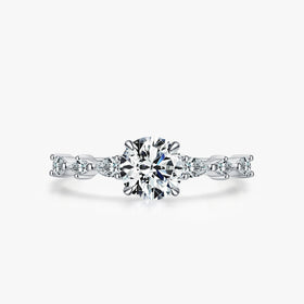 Ailmay Round 1ct Dazzling Ring 925 Solid Silver AAAAA CZ Engagement Rings for Women Wedding Fine Jewelry With Free Box Anillo