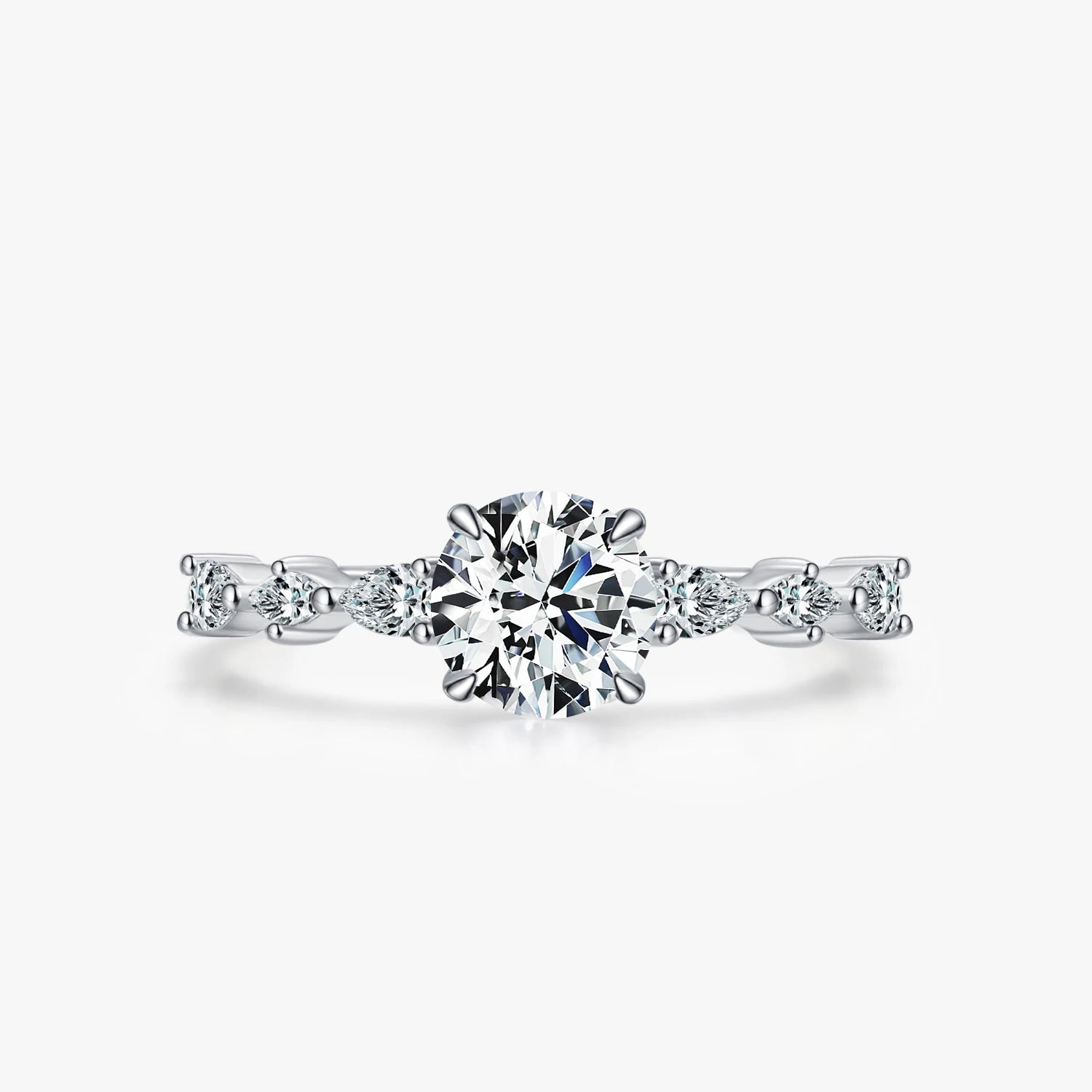 Ailmay Round 1ct Dazzling Ring 925 Solid Silver AAAAA CZ Engagement Rings for Women Wedding Fine Jewelry With Free Box Anillo