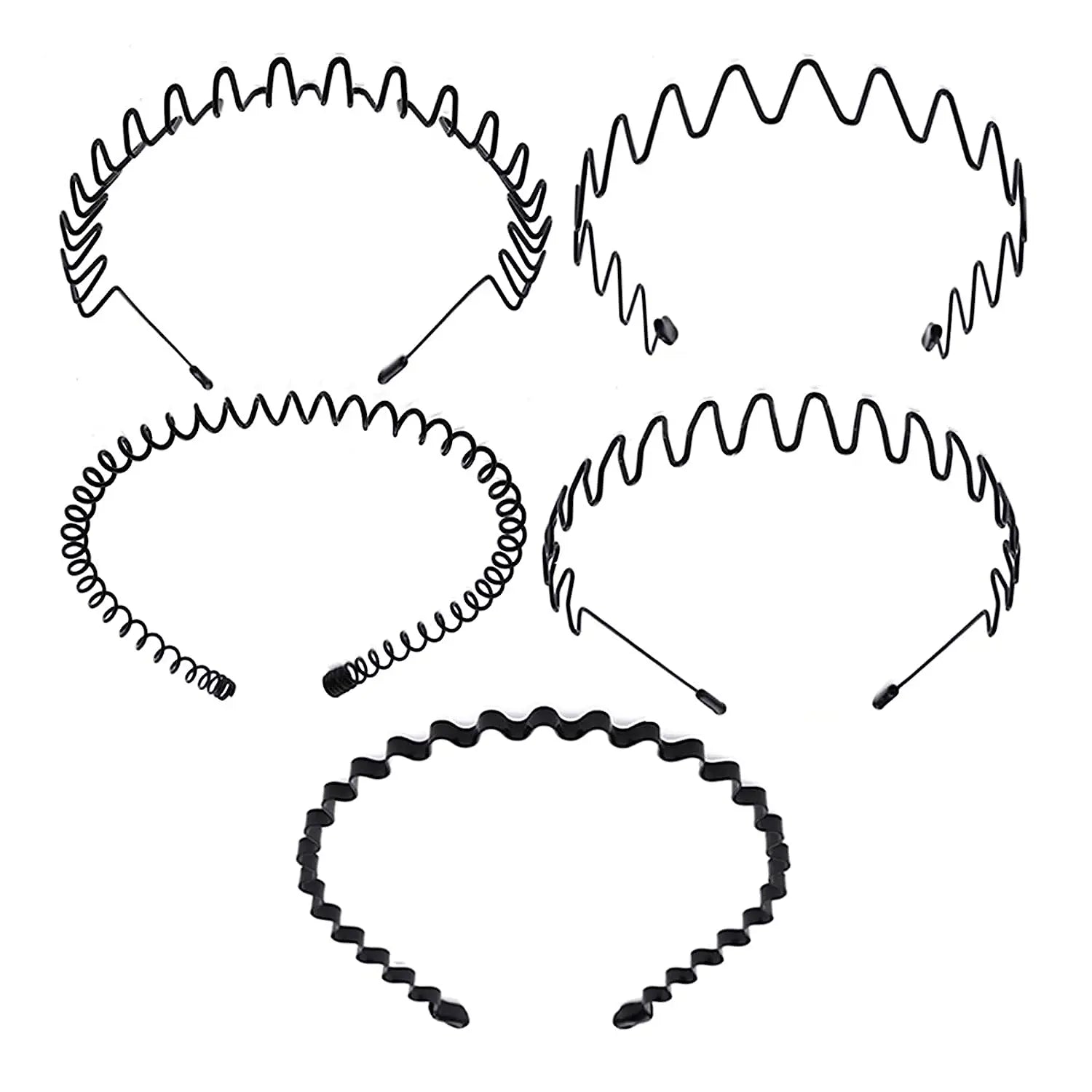 Fashion Black Colors Metal Hair Bands Wavy Style Simple Metal Headband for Men and Women