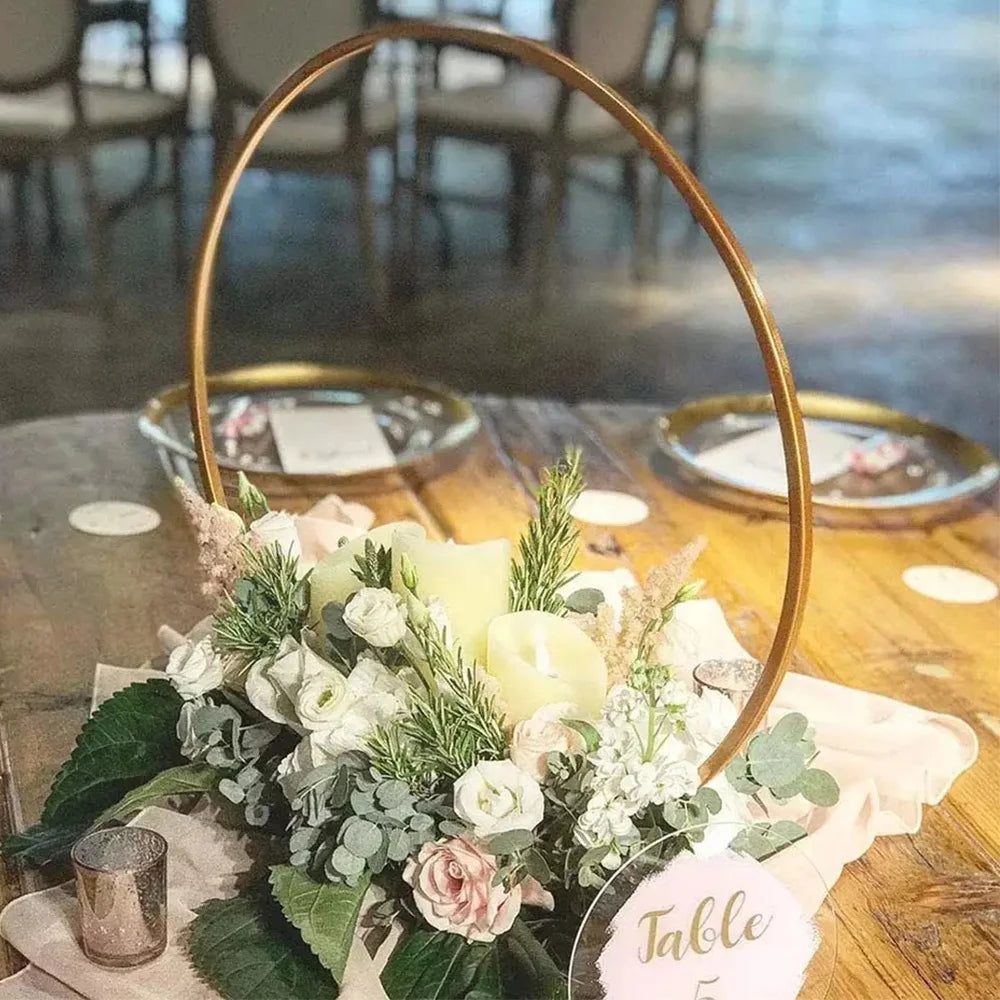 40CM Wedding Metal Gold Round Flower Stand Wedding Centerpieces Mariage Dining Table Decorations