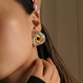 NEW VINTAGE CIRCLE SNAKE BOUQUET FASHIONABLE EARRINGS Dazan Winter INS 18k Gold Plated Hypoallergenic Stainless Steel Mom Gift