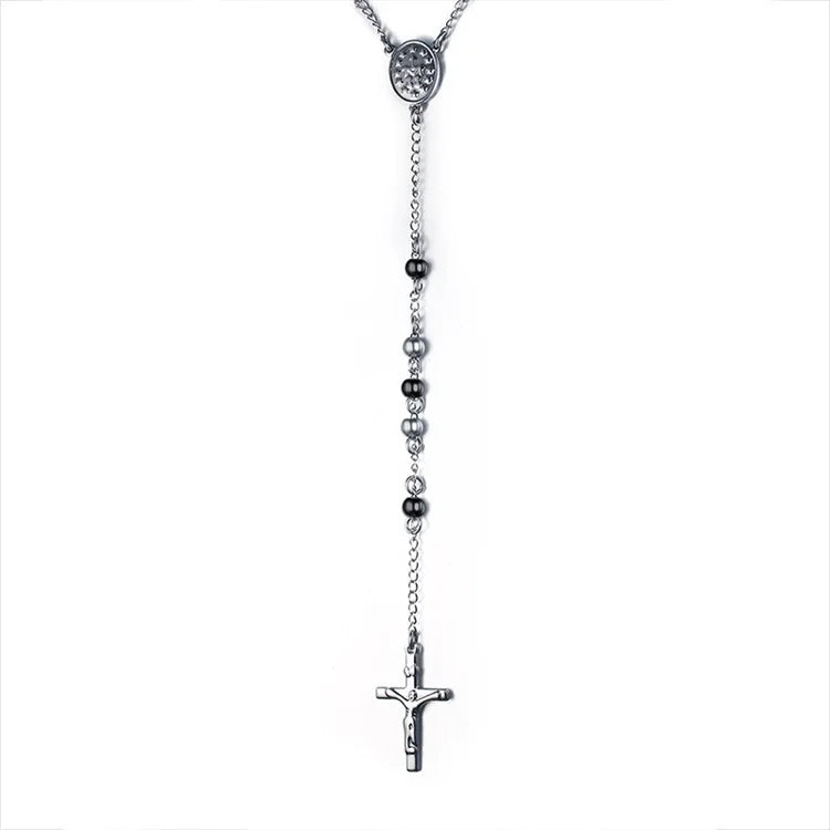 Fashion Fine Personalized Hip Hop Jewelry Stainless Steel Punk Rock Black Beaded Chain Necklaces for Men