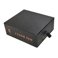 Wholesale Custom Black Fancy Gift False Eyelashes Packaging Box Rigid Sliding Out Drawer Ribbon for Cosmetics Embossed Printing