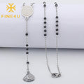 Wholesale Muslim Jewelry Women Arabic Printed Allah Pendant Islamic Black Prayer Beads Rosary Necklace