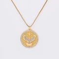 QIKU Popular Round Cross Bird Pattern Gold Color Pendant Women Necklace Copper Zircon Exquisite Jewelry Charm Gift Factory Price