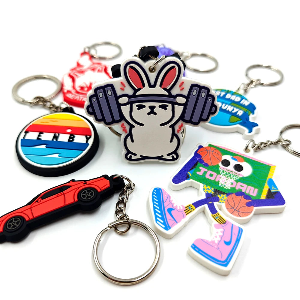 Custom 2d/3d Soft Rubber Key Chain Silicone Keyring Plastic Pvc Key Holder Chain Personalised logo Fashion Keychains