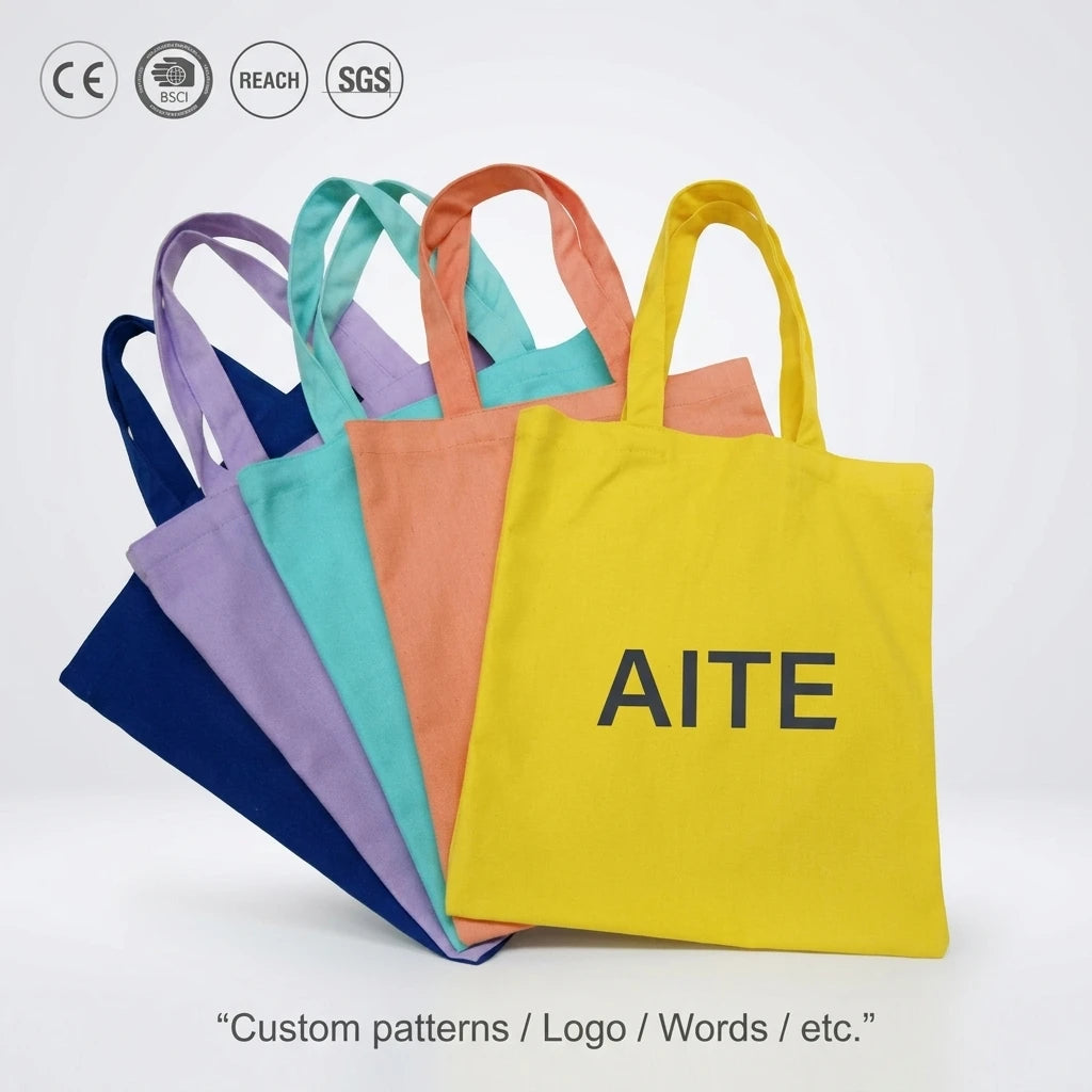 High Quality Cotton Canvas Tote Bag Custom Logo Eco-Friendly and Recyclable Classic Colorful Letter Pattern for Shopping