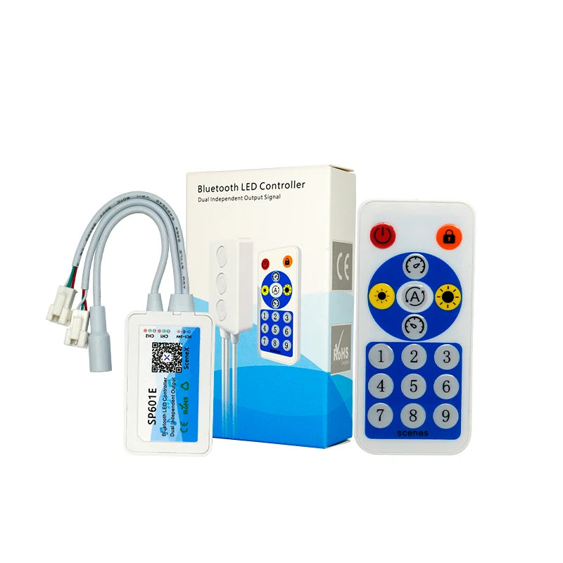 SP601E for Controller APP+Remote Control Dual-Mode Blue Tooth WS2811 WS2812B SK6812 LED Dimmer Strip Light Blue Pixel 20M