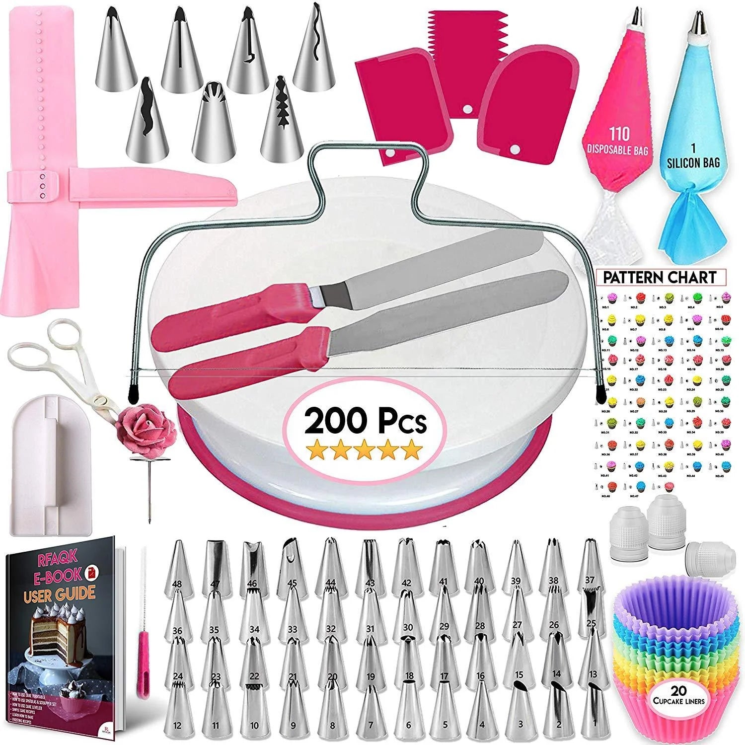 OEM 200pcs/set Cake Decorating Supplies Kits Decorative Cake Stand Molde Pastel Pastry Silicon Mold