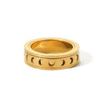 Hip Hop Stainless Steel 18K Gold Plated Moon Star Luna Waterproof Rotatable Movable Finger Rings for Women