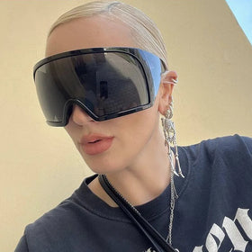 12121 Women Men Y2K Futuristic Sun Glasses Oversized Mask One Pieces Lens Technology Shades Fashion Brand Sunglasses Outstreet