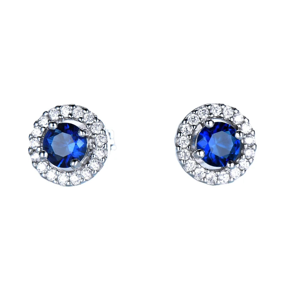 Factory Manufacture Various Color Change Gemstone 925 Sterling Silver Halo Zircon Women Earrings Fine Jewelry for Women