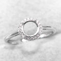 Semi Mount 4mm-12mm Sterling Silver Ring Frame Empty Blank Support Claws Setting S925 Base Without Center Stone for Inlay DIY