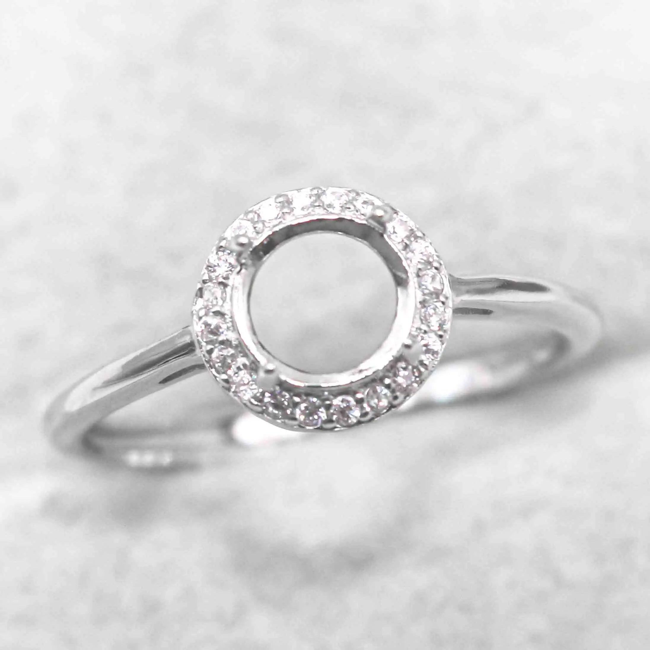 Semi Mount 4mm-12mm Sterling Silver Ring Frame Empty Blank Support Claws Setting S925 Base Without Center Stone for Inlay DIY