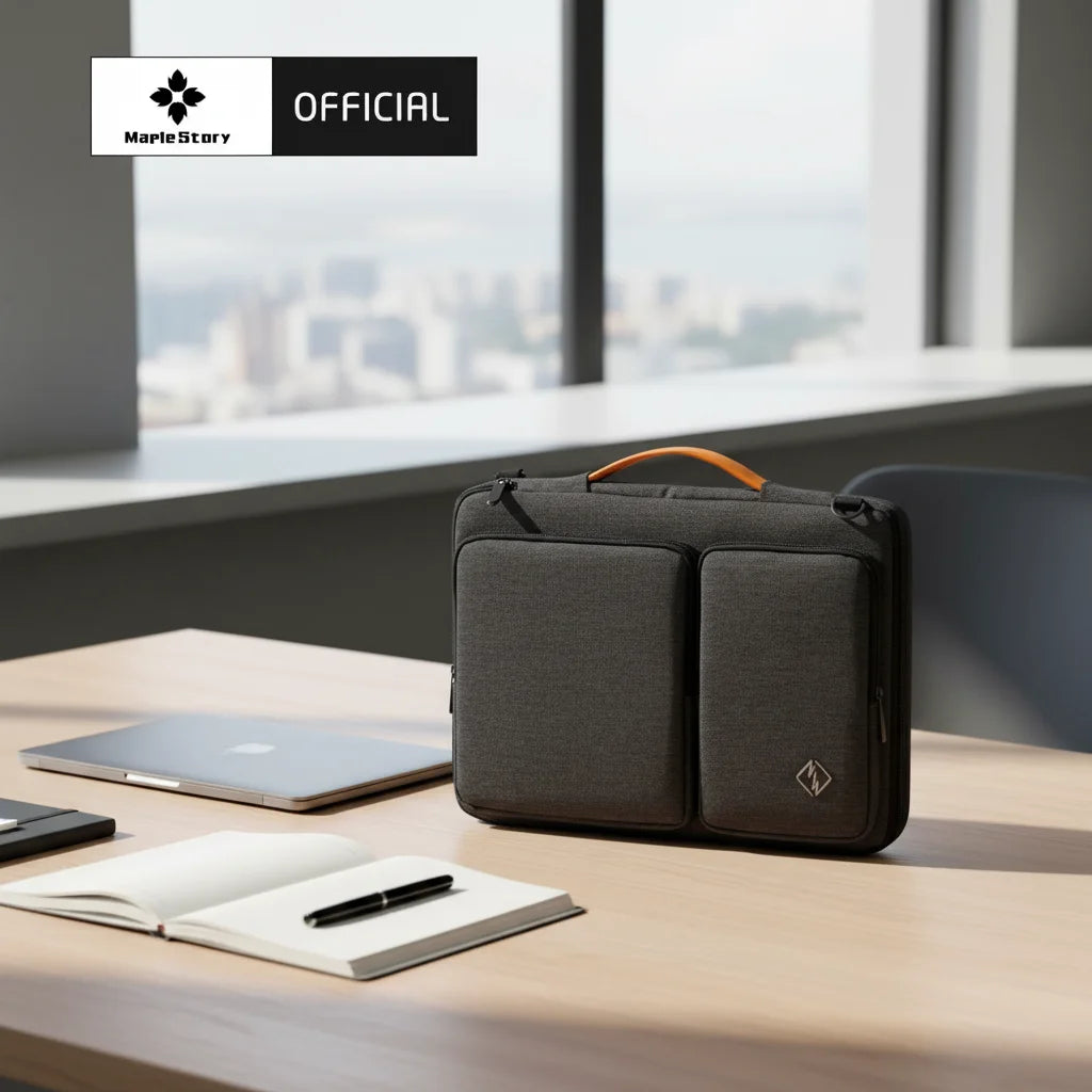 RTS MapleStory Luxury Messenger Business Laptop Sleeve with Waterproof Fabric for Macbook DELL HP Shoulder Bag-Portable Travel