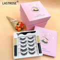 Lastrose Private Label 5 Magnetic Eyelashes Set Natural False Eyelashes Magnet Lashes Magnetic Liquid Eyeliner  and Tweezer Set