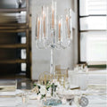 MH-1458 5 Arm Wedding Table Decoration Crystal Candelabra with Glass Tube