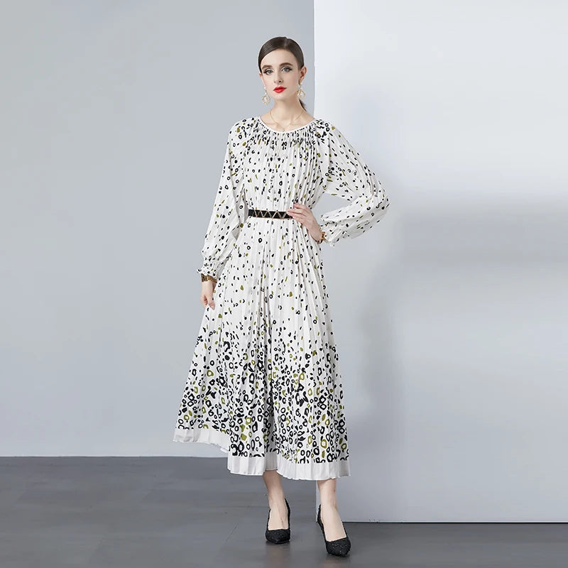 Wholesale 2024 Women's New Fashion Print Midi Dress Vintage Women's Summer Clothing Dress