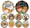 Putuo Decor 3 Sizes Fall Round Wooden Wall Sign Welcome Autumn Farmhouse Festival Decoration