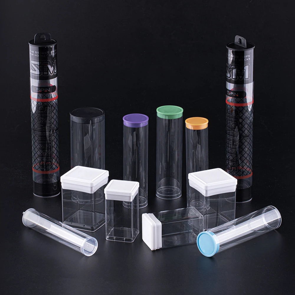Eco Friendly Factory Custom Transparent Cylinder Tube Wholesale Clear Poly Plastic Packaging Lid Screen Printing Custom Logo