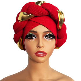 HZM-23431 Muslim Braids Bonnet Hat Women Female Head Scarf African Space Head Wraps Auto Gele Headtie Turban Caps