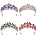 Wedding Hair Accessories Headband Leaves Inlaid With Green Crystal Baroque Bride Crown Tiaras