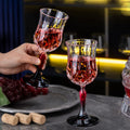 High-End Embossed Red Colored Goblet Red White Wine Glass Vintage Crystal Wine Glass MegaBDM
