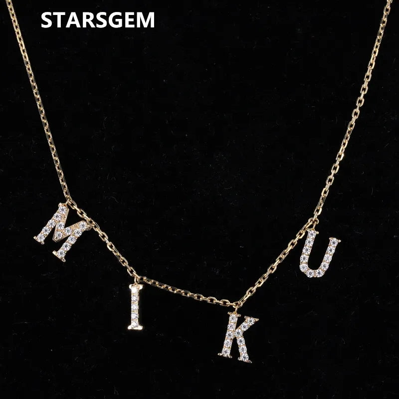 Custom Hot Selling 9K Yellow Gold Personalized Chain Name Letter Pendant Necklace