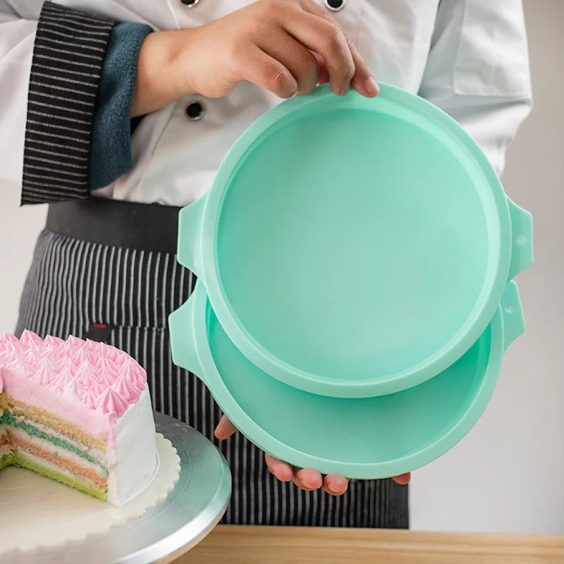 Silicone Chiffon Cake Mold 4/6/8 Inch Round No-cut Layered Rainbow Mousse Cake Baking Tool