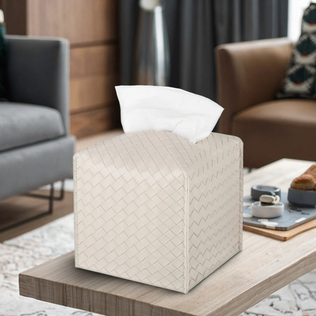 PU Leather Tissue Box Square Facial Tissue Case Leather Tissue Box Cover