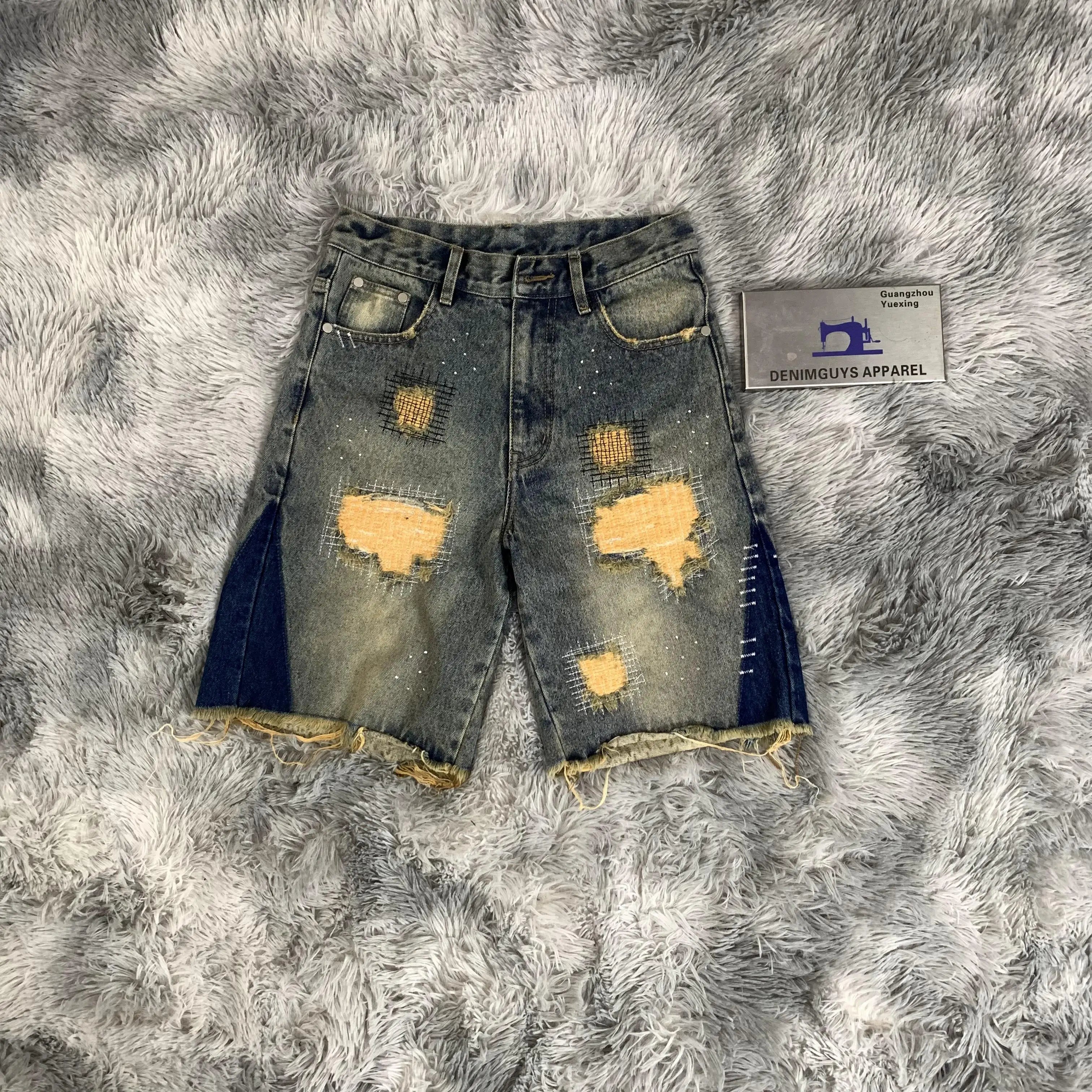 DENIMGUYS Mens Jean Shorts Distressed Ripped Denim Shorts Summer Casual Vintage Loose Men's Jorts