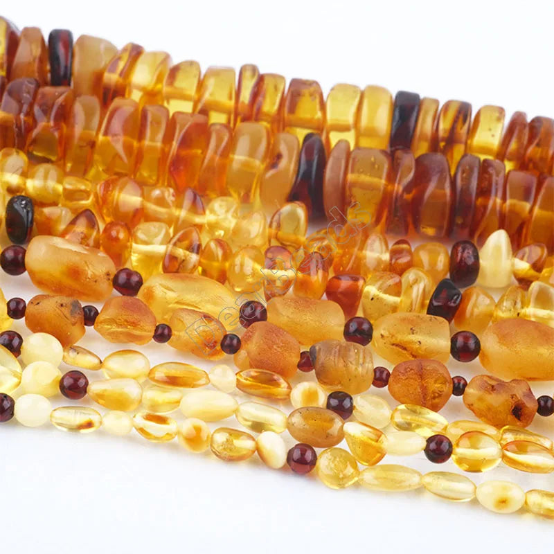 Natural Baltic Amber Beads Nugget Chip Beads Gemstone Amber Bead Strands for DIY Necklaces Jewelry Making