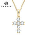 Chasau 925 Silver Certified 3mm Moissanite Women Men Faithful Charm Religion Choker Christian Gifts Cross Pendant Necklace