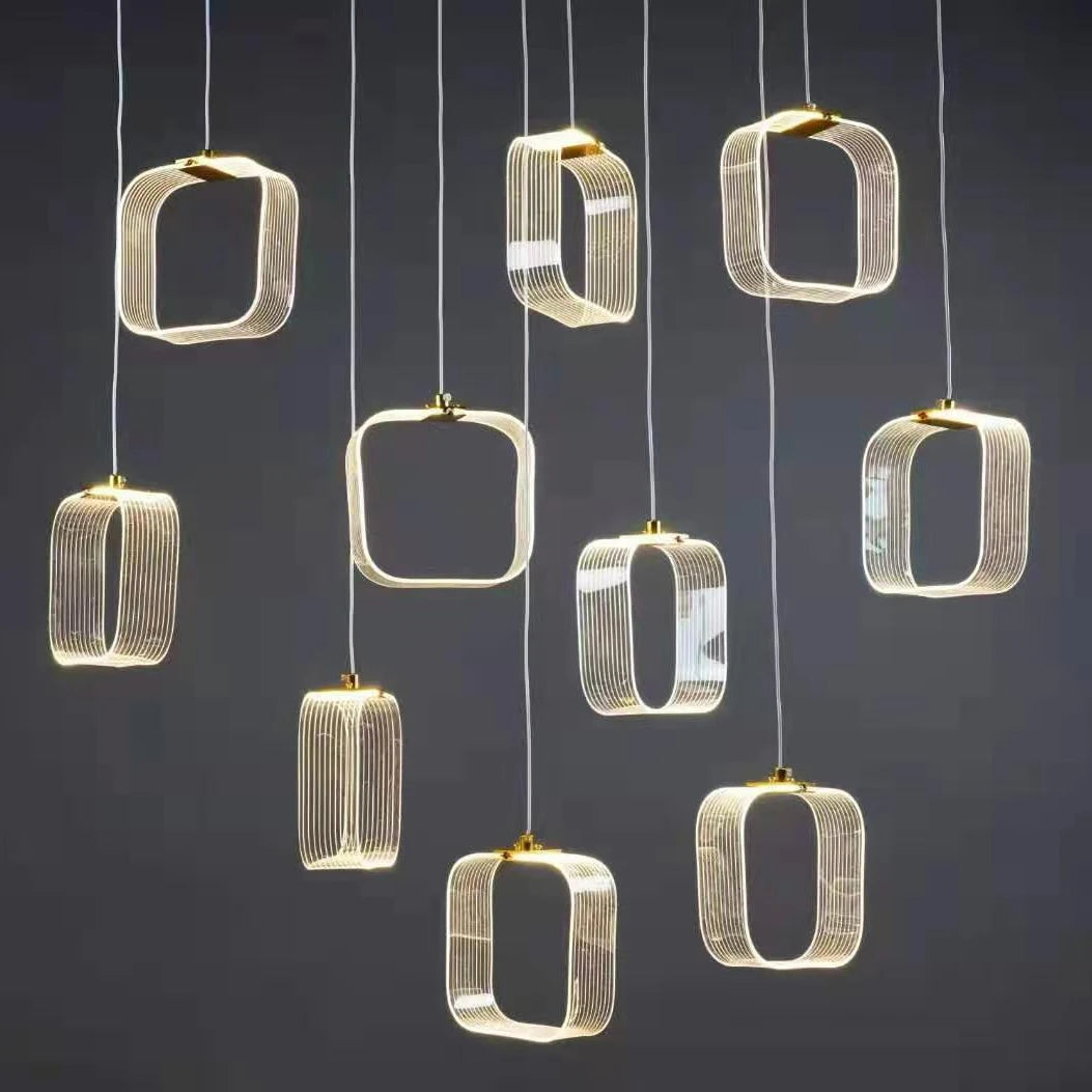 New Wedding Props 10 Head Acrylic Heart Round Square Ceiling LED Lights Hanging Chandelier Pendant Ornaments Lamp Wedding Events