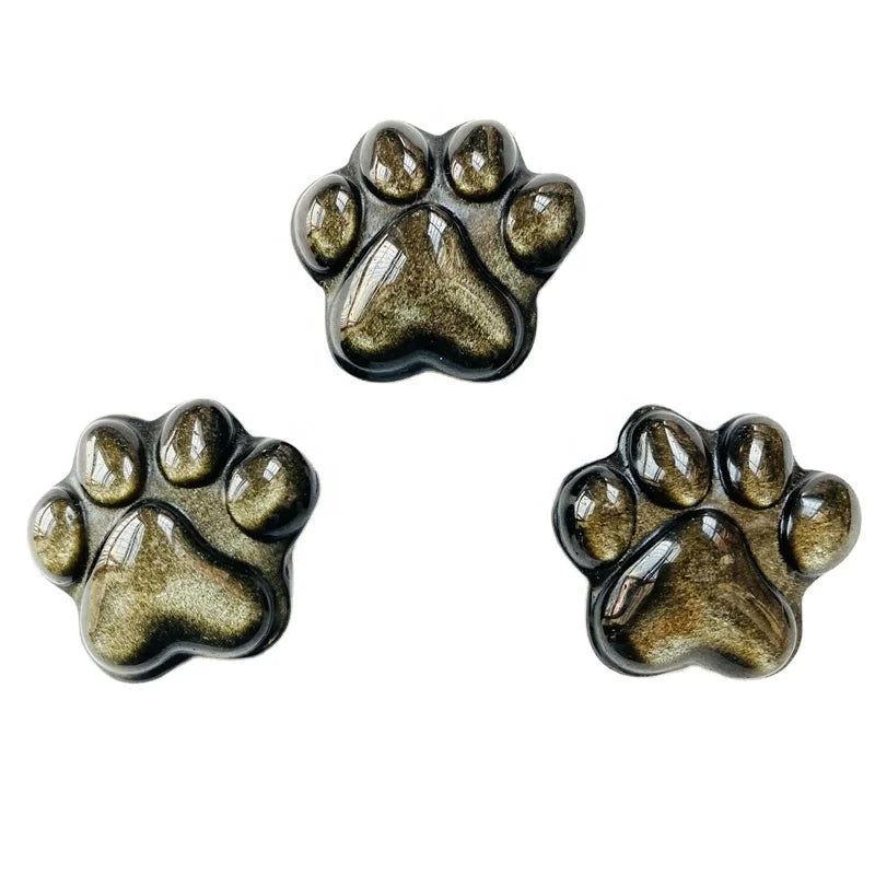 Wholesale natural crystal cat paw gold obsidian cat claw gift decoration