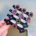 HC-070 Fashion Korean Crystal Flowers Hair Clips for Girl Bangs Side Barrettes Duckbill Clip